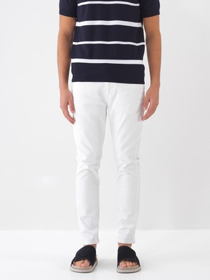 Xint Erkek Beyaz Pamuk Dokulu Slim Fit Jean