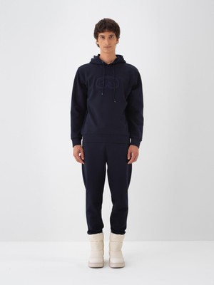 Erkek Lacivert Pamuk Dokulu Regular Fit Sweatshirt