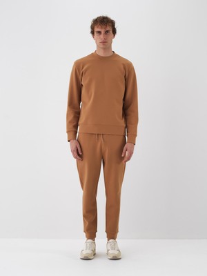 Erkek Camel Pamuk Dokulu Regular Fit Sweatshirt