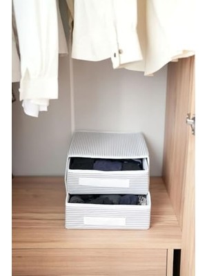 Dolap Içi Kumaş Kaplamalı Mini Çekmece Organizer, Çekmeceli Dolap Içi Düzenleyici, Iç Çamaşırı Çorap Tekstil Organizer Kutusu (2 Çekmeceli)
