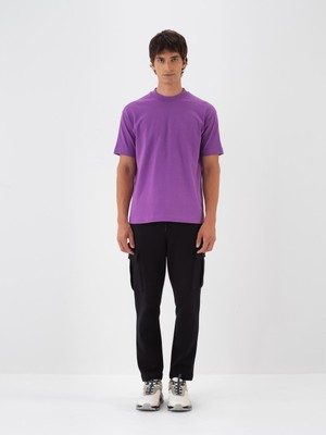 Erkek Siyah Pamuk Dokulu Regular Fit Jogger Pantolon
