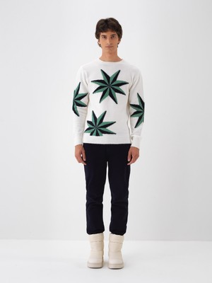 Erkek Ekru Yumuşak Dokulu Regular Fit Kazak