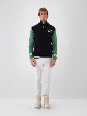 Erkek Lacivert Yumuşak Dokulu Regular Fit Kazak