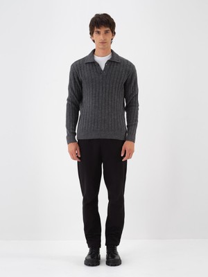 Erkek Antra Dokulu Yumuşak Dokulu Regular Fit Kazak