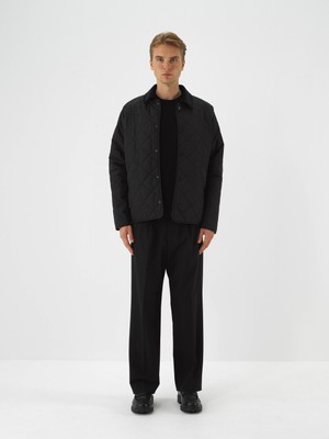 Erkek Siyah Kapitone Dokulu Regular Fit Mont