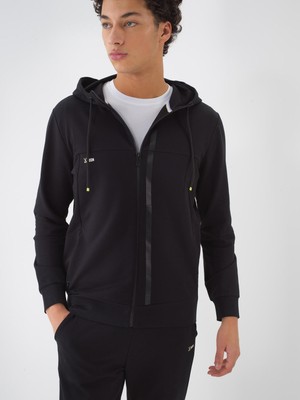 Xint Erkek Siyah Pamuk Dokulu Slim Fit Sweat Mont