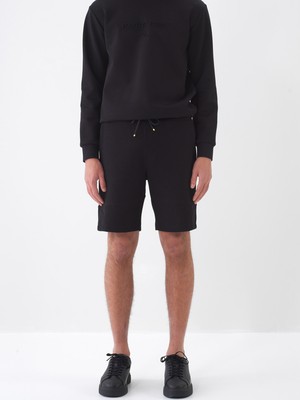 Xint Erkek Siyah Pamuk Dokulu Slim Fit Şort