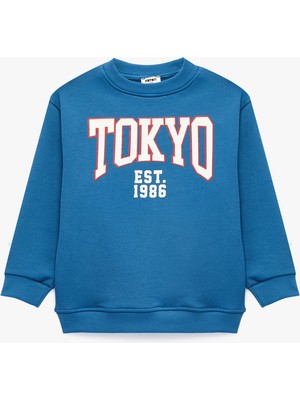Koton Baskılı Uzun Kollu Bisiklet Yaka Sweatshirt