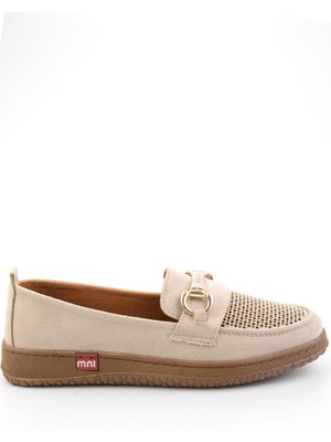 Bambi Krem Süet  Kadın Loafer Ayakkabı K01536105272