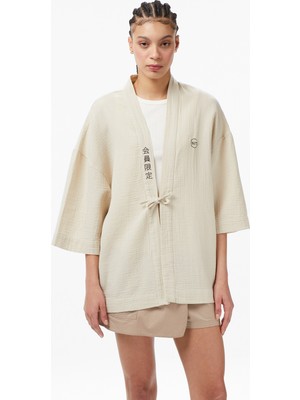 United4 Unıted4 Unisex Krem Kimono