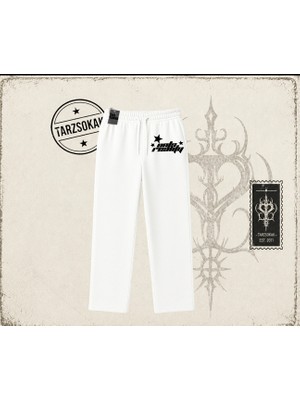 Tarzsokak Unisex Onto Reality Unisex Baggy Eşofman Altı Beyaz