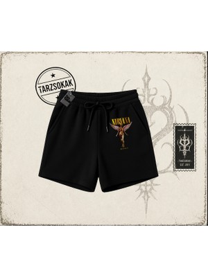 Tarzsokak Unisex Nirvana Angel Unisex Şort Beyaz