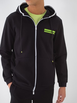 Xint Erkek Siyah Pamuk Dokulu Regular Fit Sweat Mont