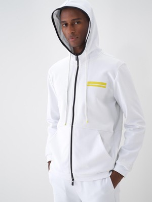 Xint Erkek Beyaz Pamuk Dokulu Regular Fit Sweat Mont