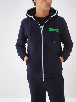 Xint Erkek Lacivert Pamuk Dokulu Regular Fit Sweat Mont