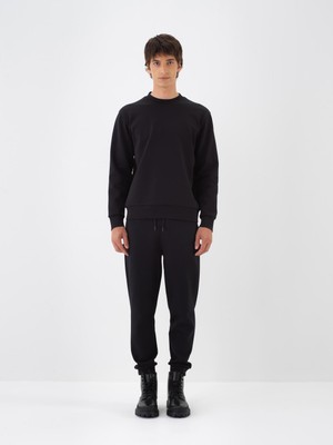 Erkek Siyah Pamuk Dokulu Regular Fit Sweatshirt