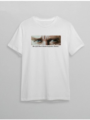 İlk El Grup 10 Kasım Atatürk'ü Anma Günü Baskılı Oversize Bisiklet Yaka T-Shirt - Beyaz