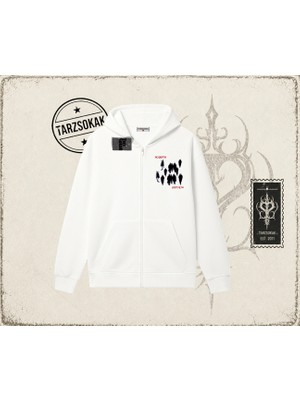 Tarzsokak Unisex No Depth Oversize Unisex Hırka & Çeket Fermuarlı Sweatshirt Beyaz