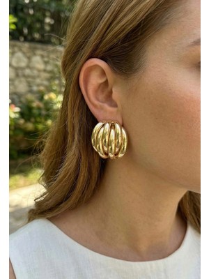 Armüz Pirinç Gold Renk Vintage Kadın Küpe