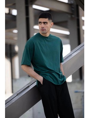 İlk El Grup Erkek Düz T-Shirt Kısa Kol Bisiklet Yaka Regular Fit Rahat Kalıp Günlük Tişört - Haki
