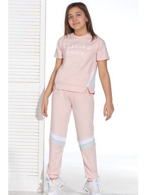 Obje Kız Çocuk Pudra Penye Pijama Takımı