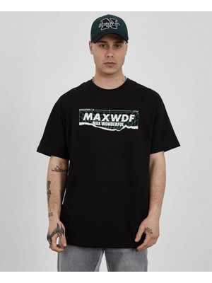 İlk El Grup Erkek Kısa Kol Yazlık Tişört Bisiklet Yaka Baskılı Oversize T-Shirt - Siyah