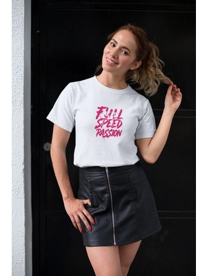 İlk El Grup Kadın Özel Baskılı Modern Fit %100 Pamuk Bisiklet Yaka T-Shirt