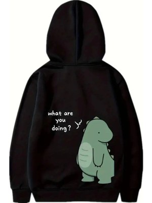 İlk El Grup Sevgililer Günü Baskılı Oversize Kapüşonlu Sweatshirt Hoodie - Siyah