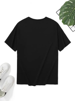 İlk El Grup Erkek Sarj %1 Baskılı T-Shirt Kısa Kol Bisiklet Yaka Regular Fit Tişört - - Siyah