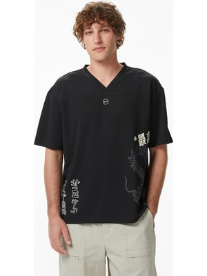 United4 Unıted4 Regular Fit Erkek Siyah T-Shirt
