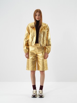 Xint Kadın Gold Pamuk Dokulu Oversize Ceket