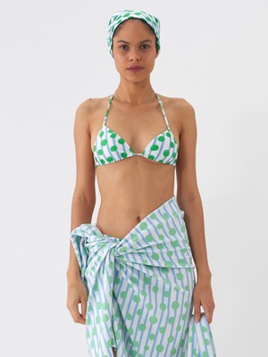 Xint Kadın Yeşil Doğal Dökümlü Slim Fit Bikini Üstü
