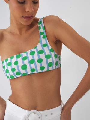 Xint Kadın Yeşil Doğal Dökümlü Slim Fit Bikini Üstü