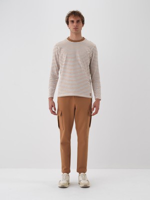 Erkek Camel Pamuk Dokulu Regular Fit Jogger Pantolon