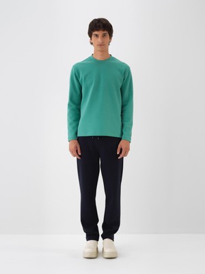 Erkek Yeşil Pamuk Dokulu Regular Fit Sweatshirt