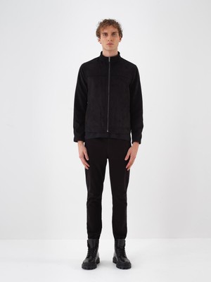 Erkek Siyah Soft Touch Süet Görünüm Regular Fit Ceket