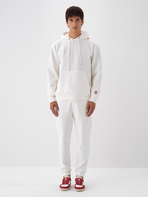 Erkek Ekru Pamuk Dokulu Regular Fit Sweatshirt