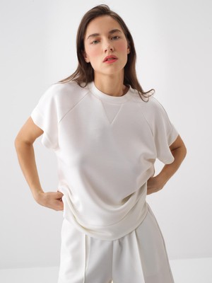 Xint Kadın Beyaz Modal Karışımlı Oversize Bluz