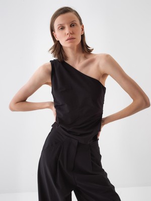 Xint Kadın Siyah Formunu Koruyan Regular Fit Bluz