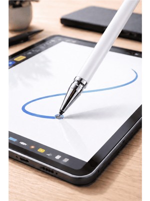 Hereveoyuncak iPhone 14 Uyumlu Dokunmatik Stylus Kalem Disk Uçlu Hassas Beyaz Tablet Telefonn Çizim Kalemi