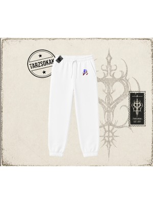 Tarzsokak Unisex Sonic The Hedgehog Unisex Jogger Eşofman Altı Beyaz