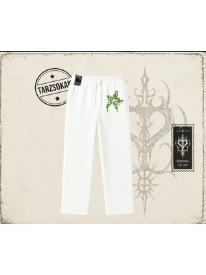 Tarzsokak Unisex Star Sicken Unisex Baggy Eşofman Altı Beyaz