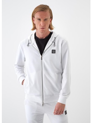 Xint Erkek Beyaz Pamuk Dokulu Regular Fit Sweat Mont