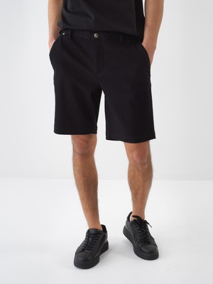 Xint Erkek Siyah Pamuk Dokulu Slim Fit Şort