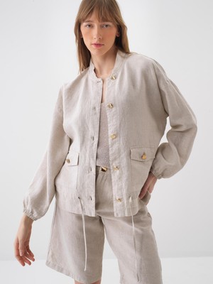 Xint Kadın Naturel %100 Keten Oversize Ceket