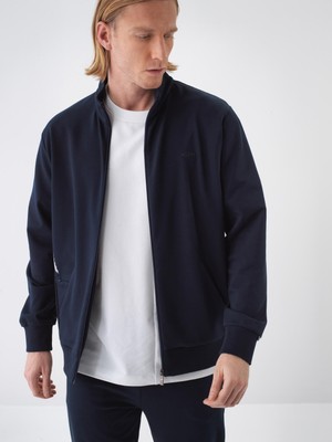 Xint Erkek Lacivert Pamuk Dokulu Regular Fit Sweat Mont
