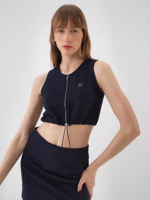 Xint Kadın Lacivert Pamuk Dokulu Regular Fit Crop