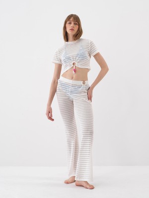 Xint Kadın Beyaz Doğal Dökümlü Slim Fit Pantolon