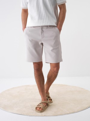 Xint Erkek Naturel Pamuk Dokulu Slim Fit Şort