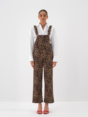 Xint Kadın Camel Pamuk Dokulu Oversize Salopet